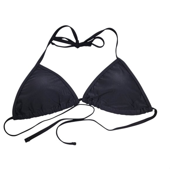 Black Bikini Set With Adjustable Swimsuit Triangle Top Tie-Side Bottoms Size M - Picture 1 of 5